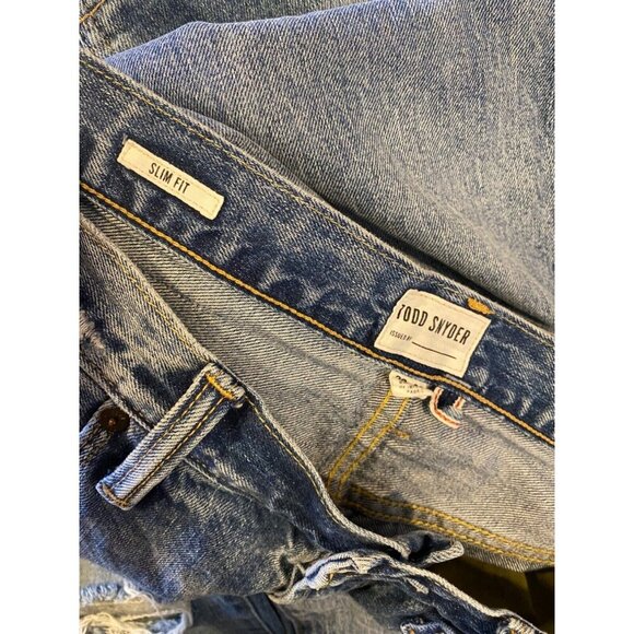 Todd Snyder Men's 28x32 Slim Fit Selvedge Jean Medium Wash Distressed GUC - Picture 5 of 8